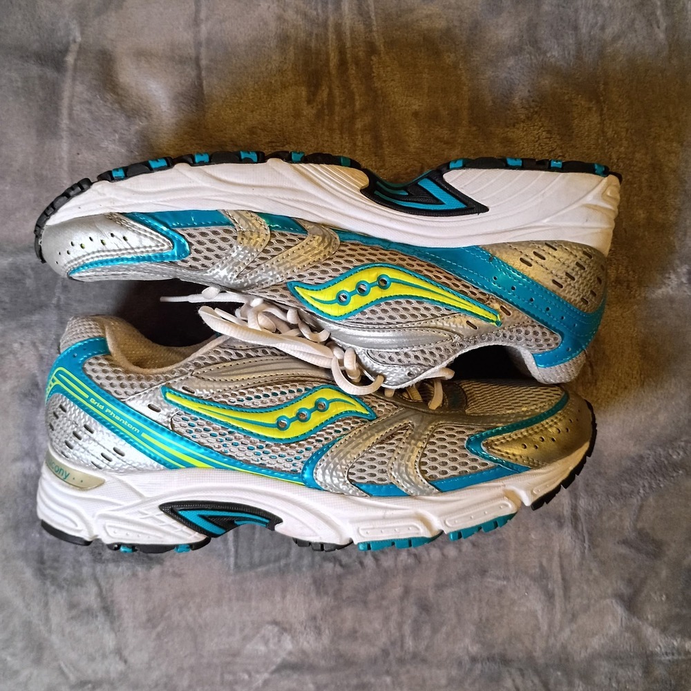 Saucony Grid Phantom 4 Womens Running Shoes Silver Teal Lime‎ 15141-2 Size 11